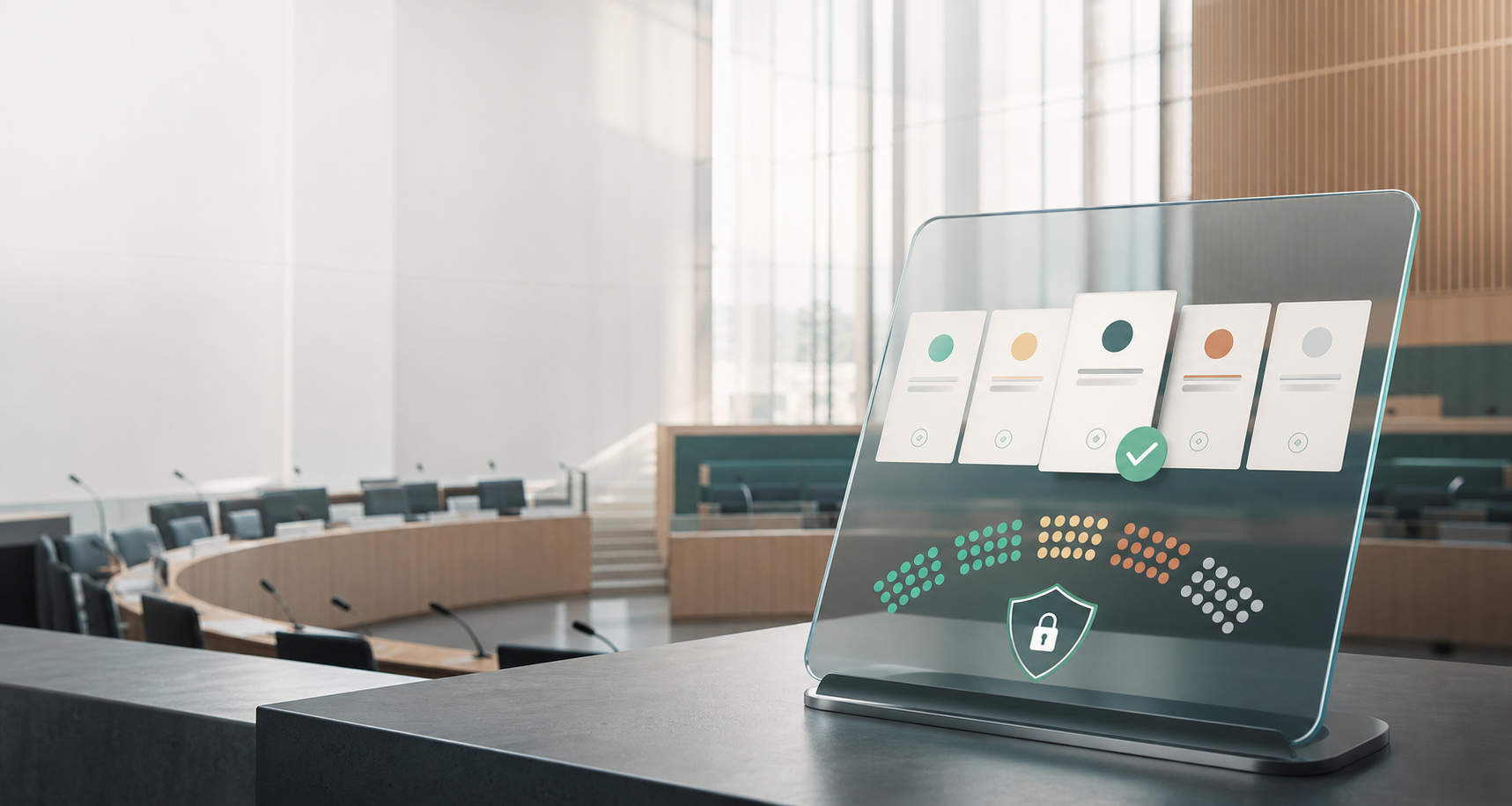 Digitales anonymes Abstimmungssystem in einem modernen Ratssaal